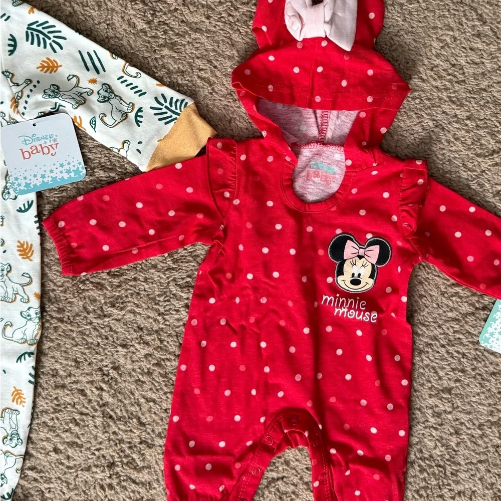 Disney Baby Simba Sleeper (6M) + Minnie Mouse Romper (NB)